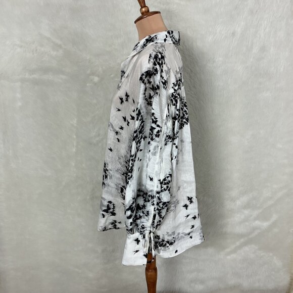 Allsaints Black White Butterfly Print Long Sleeve Leyla Orsino Shirt Blouse US 6 - Picture 3 of 8
